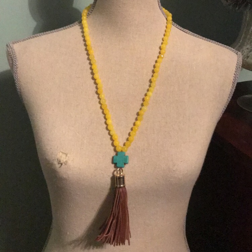 *SOLD* Leather Tassel Necklace